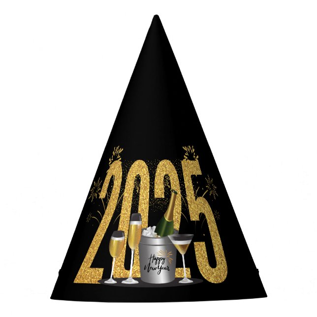 Feliz Año Nuevo - Gorra Fiesta de oro negro (Anverso)