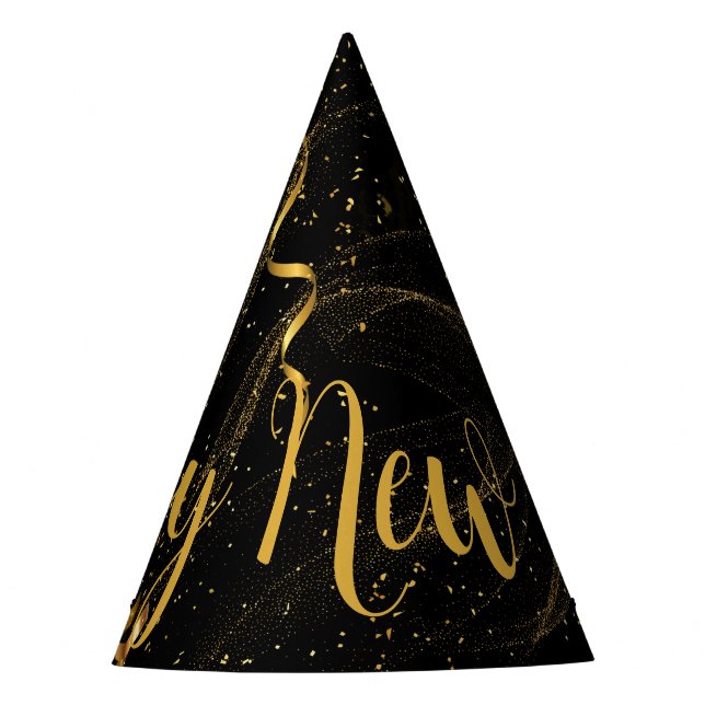 Feliz Año Nuevo Gorra Fiesta de Oro Negro (12) (Anverso)