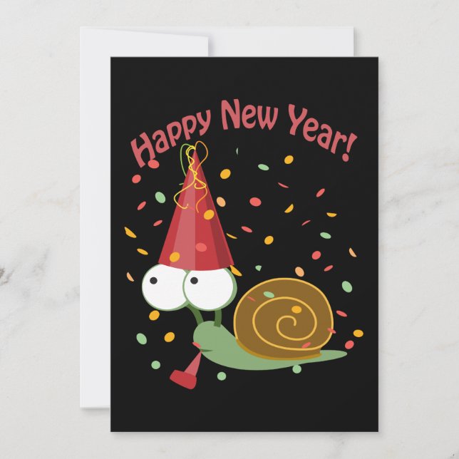 ¡Feliz Año Nuevo! Invitación de fiesta de caracol  (Anverso)