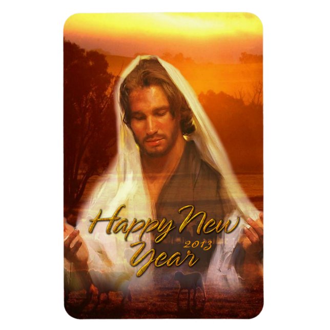 Feliz Año Nuevo Jesús Imán Premium (Vertical)
