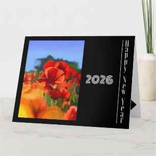 Feliz Año Nuevo - la tarjeta de pintura de la casa