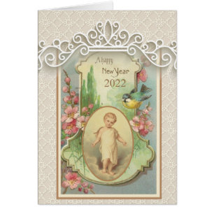 Feliz Año Nuevo Niño Jesús Floral Religiosa