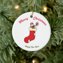 Feliz Año Nuevo Ornamento cerámico