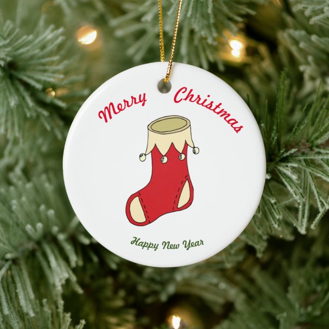 Feliz Año Nuevo Ornamento cerámico (Árbol)