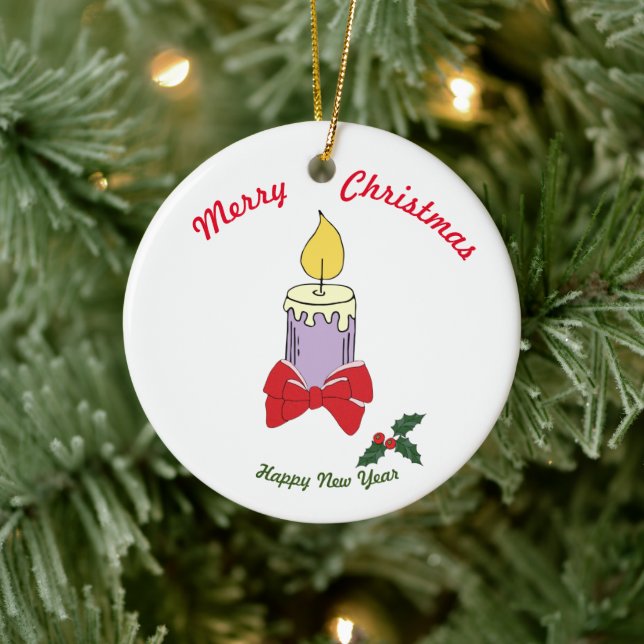 Feliz Año Nuevo Ornamento cerámico (Árbol)