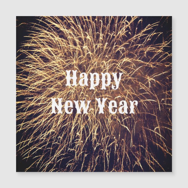 Feliz Año Nuevo Oro Fuegos artificiales de moda 20 (Anverso)