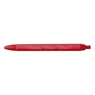 ¡Feliz Año Nuevo! Oro rojo, texto, pluma