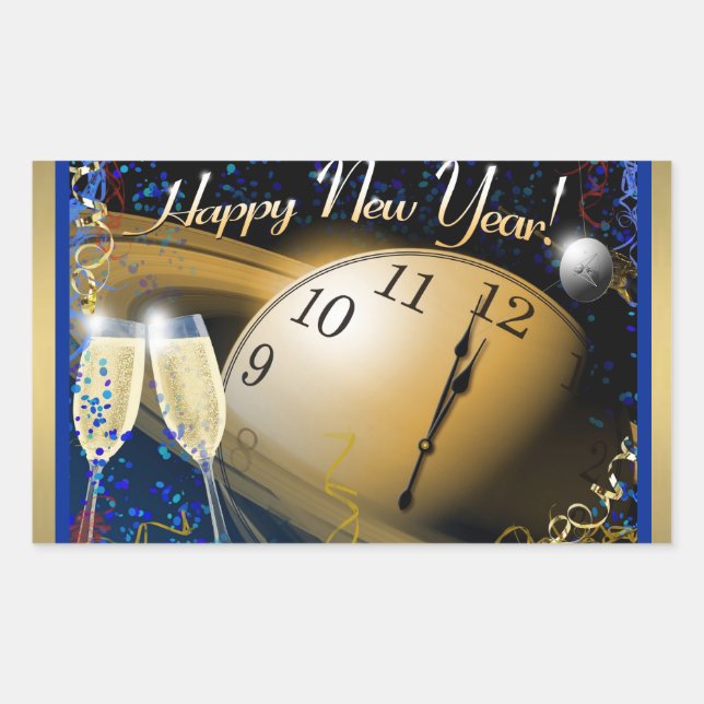 Feliz Año Nuevo Pegatina (Anverso)