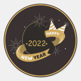 Feliz Año Nuevo Pegatina de Ronda Clásica