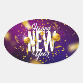 Feliz Año Nuevo Pegatina Ovalada