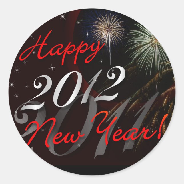 Feliz Año Nuevo Pegatinas - 2012 con fuegos artifi (Anverso)