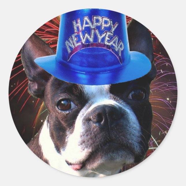 Feliz Año Nuevo pegatinas terribles de Boston (Anverso)