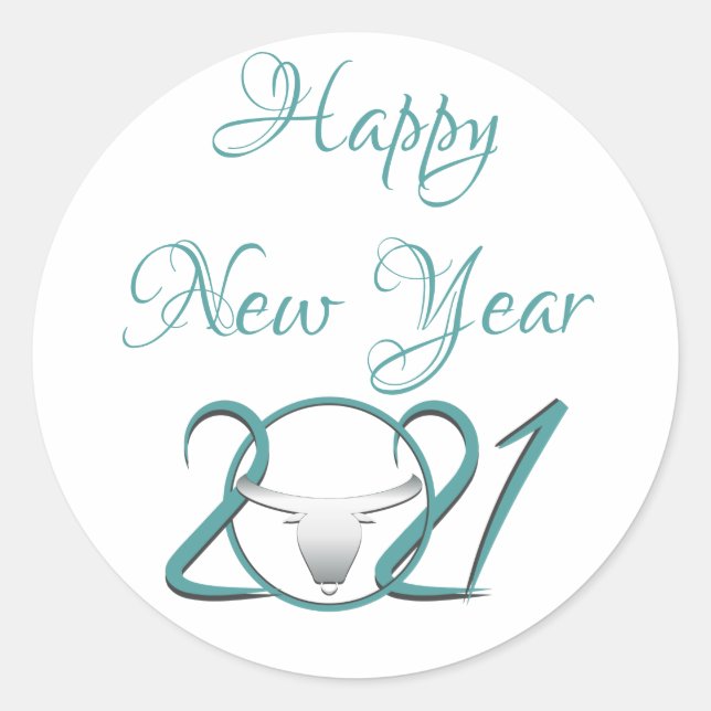 Feliz Año Nuevo Personalizado Pegatina Rojo (Anverso)