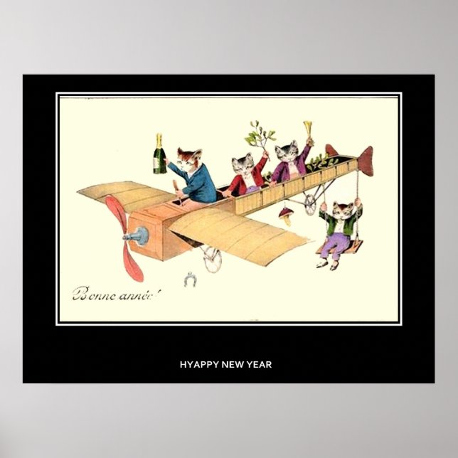 FELIZ AÑO NUEVO Póster Vintage (Frente)