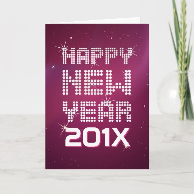 Feliz año nuevo Purpurina tarjeta de bienvenida Gl (Anverso)
