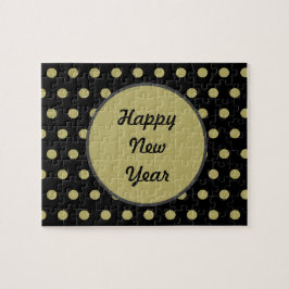 Feliz Año Nuevo Rompecabezas de Polka Dot Jigsaw (