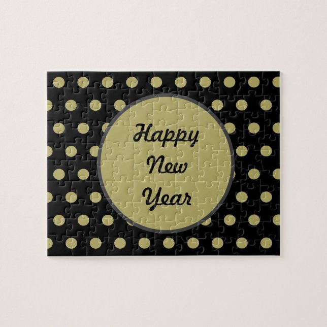 Feliz Año Nuevo Rompecabezas de Polka Dot Jigsaw ( (Horizontal)