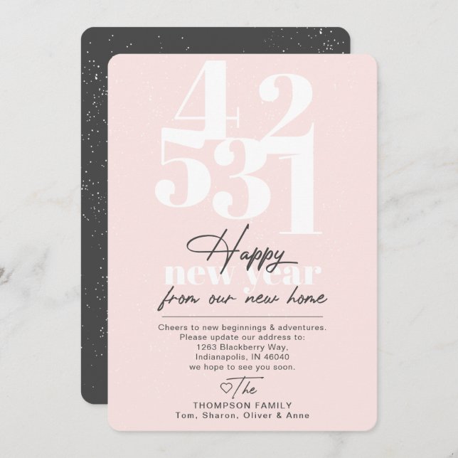 Feliz Año Nuevo Rubor Cuenta regresiva Invitación  (Anverso / Reverso)