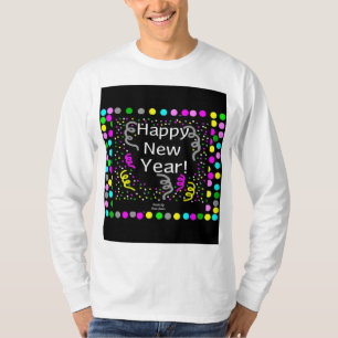 Feliz Año Nuevo saludos Camisa de Manga Larga para
