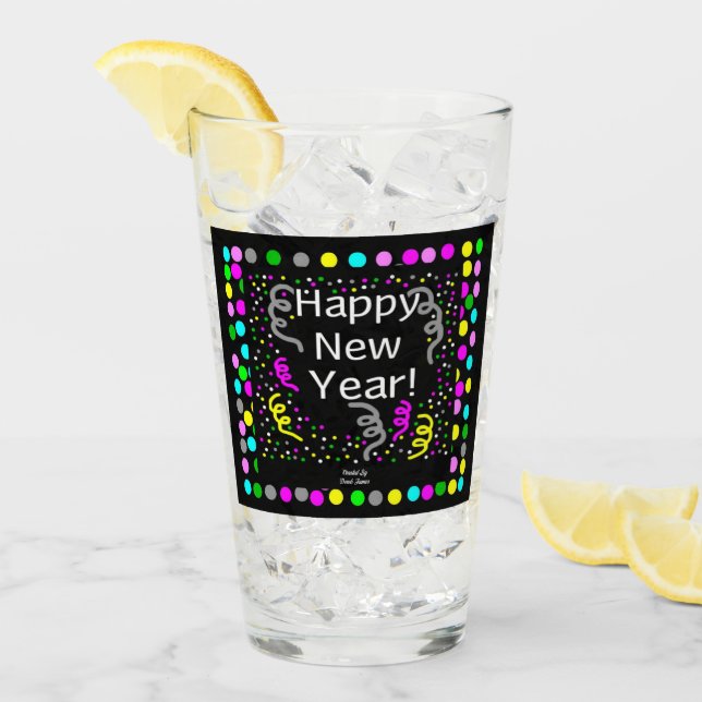 Feliz Año Nuevo Saludos Glass Tumbler (Anverso (hielo))