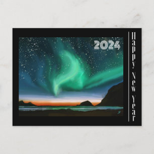 Feliz Año Nuevo - Tarjeta Aurora Borealis