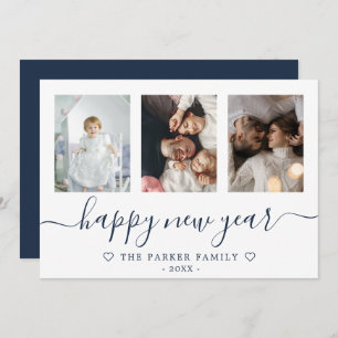 Feliz Año Nuevo tarjeta azul Collage de fotos