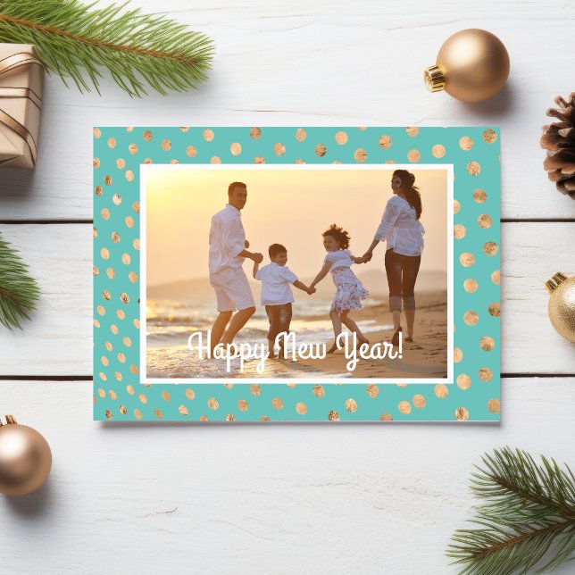Feliz año nuevo tarjeta de fotos Tropical Verde az (Subido por el creador)