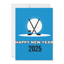 Feliz año nuevo, tarjeta de hockey 2025