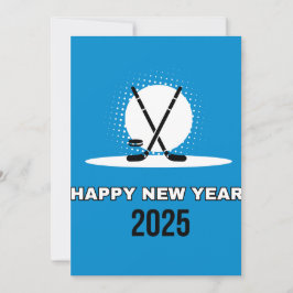 Feliz año nuevo, tarjeta de hockey 2025