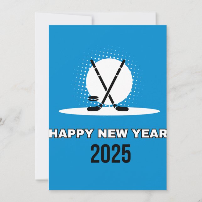 Feliz año nuevo, tarjeta de hockey 2025 (Anverso)