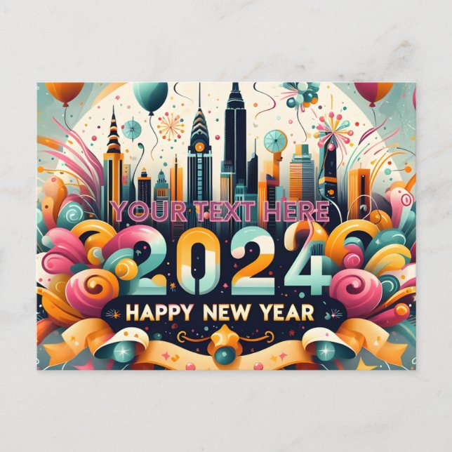Feliz año nuevo, tarjeta de regalo 2024 para ella (Anverso)