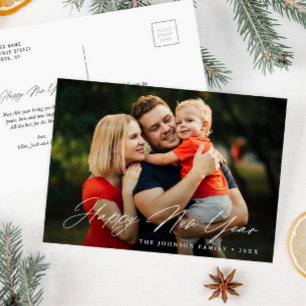 FELIZ AÑO NUEVO   tarjeta de saludo de guión elega