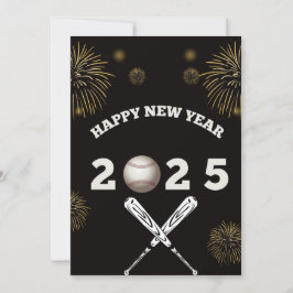 Feliz año nuevo, tarjeta de vacaciones de béisbol 