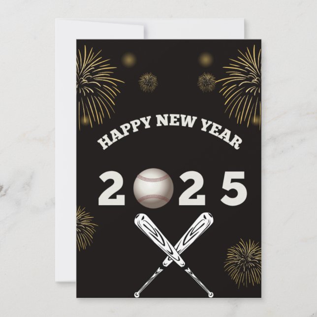 Feliz año nuevo, tarjeta de vacaciones de béisbol  (Anverso)