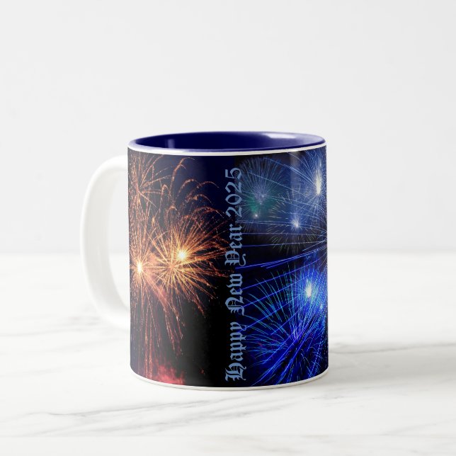 Feliz Año Nuevo tazas de café 2025 (Anverso izquierdo)