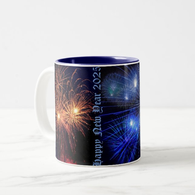 Feliz Año Nuevo tazas de café 2025 (Anverso izquierdo)