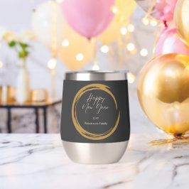 Feliz Año Nuevo texto anillo de mancha de oro gris