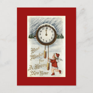Feliz Año Nuevo Vintales Postales Niños con Reloj