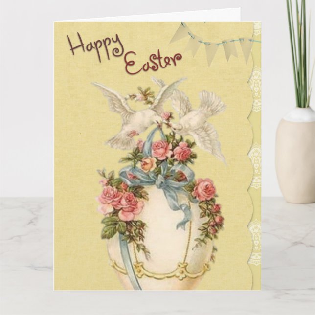 Feliz anticuario de Pascua con tarjeta de Pascua (Anverso)
