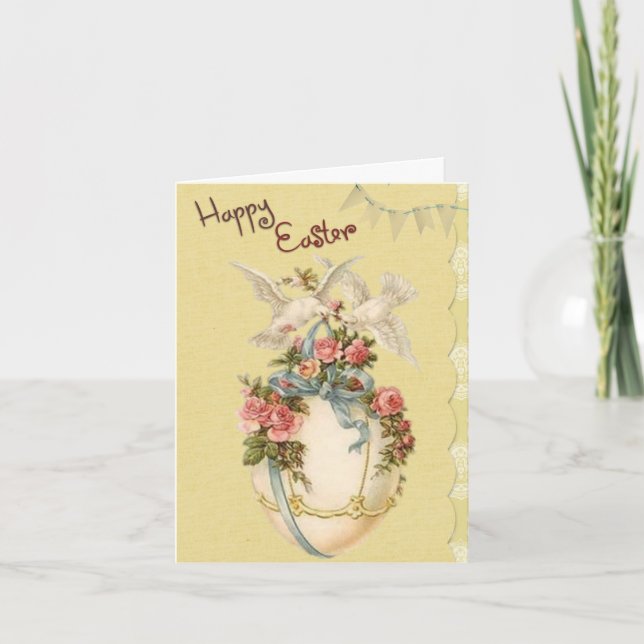 Feliz anticuario de Pascua con tarjeta de Pascua (Anverso)