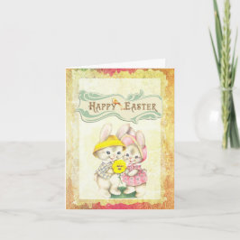 Feliz anticuario de Pascua con tarjeta de Pascua