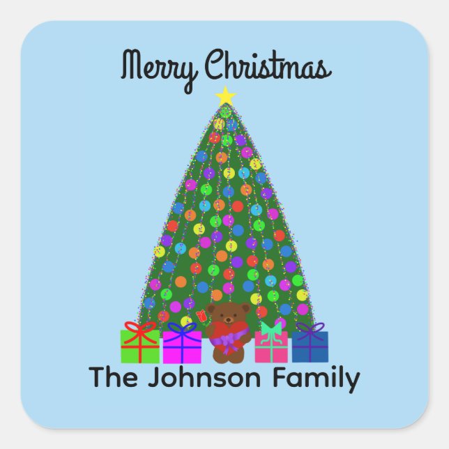 Feliz Árbol de Navidad #2 Pegatinas (Anverso)