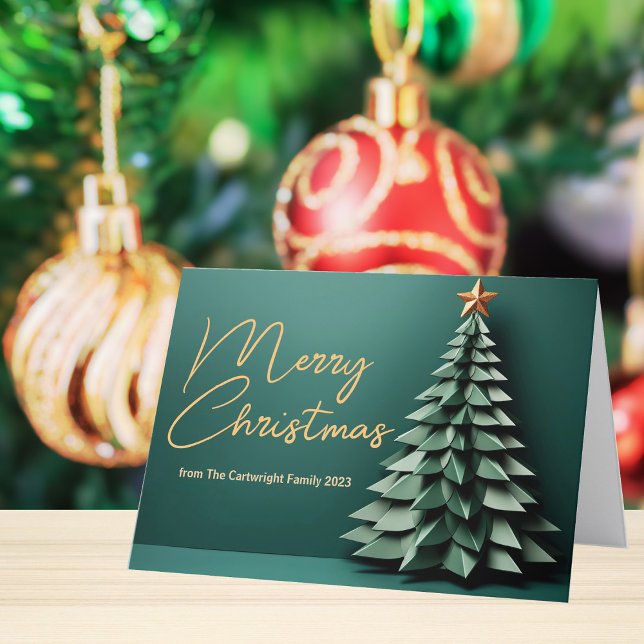 Feliz Árbol de Navidad Hermoso Verde Dorado plegad (Subido por el creador)