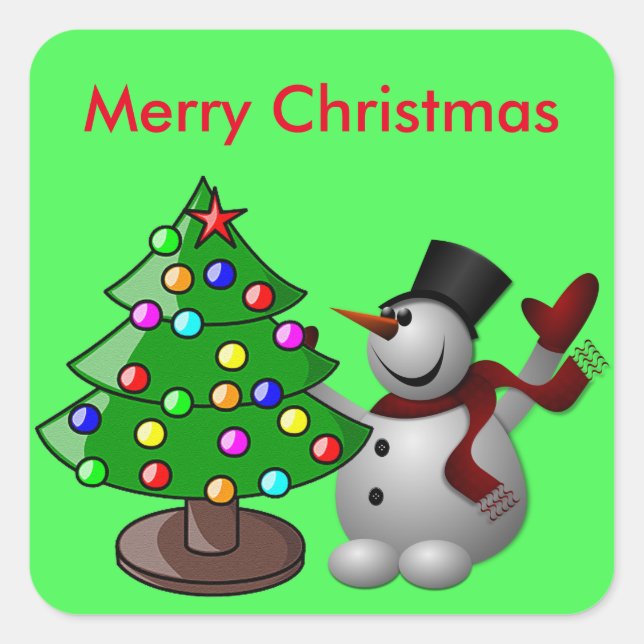 Feliz Árbol de Navidad y Pegatinas Snowman (Anverso)