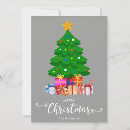 Feliz Árbol De Navidad Y Presenta Tarjeta De Navid