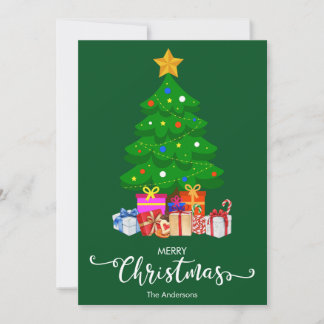 Feliz Árbol De Navidad Y Presenta Tarjeta De Navid