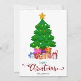 Feliz Árbol De Navidad Y Presenta Tarjeta De Navid