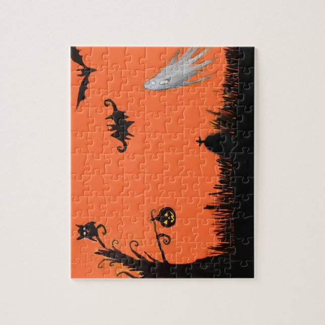 Feliz árbol fantasma de Halloween rompecabezas con (Vertical)