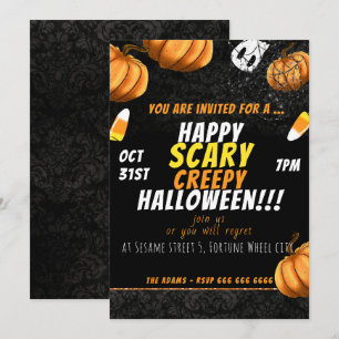 Feliz asusta y aterradora invitación a Halloween