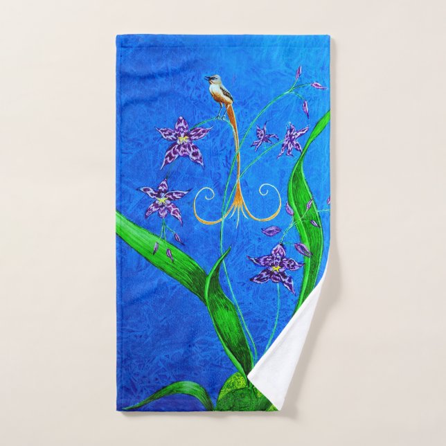 Feliz ave orquídea hawaiana (Toalla de mano)